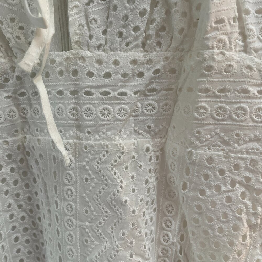 NEW Lulus Adored Aura White Eyelet Embroidered Cutout Midi Dress Small - Picture 6 of 8